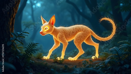 glowing feline in the woods