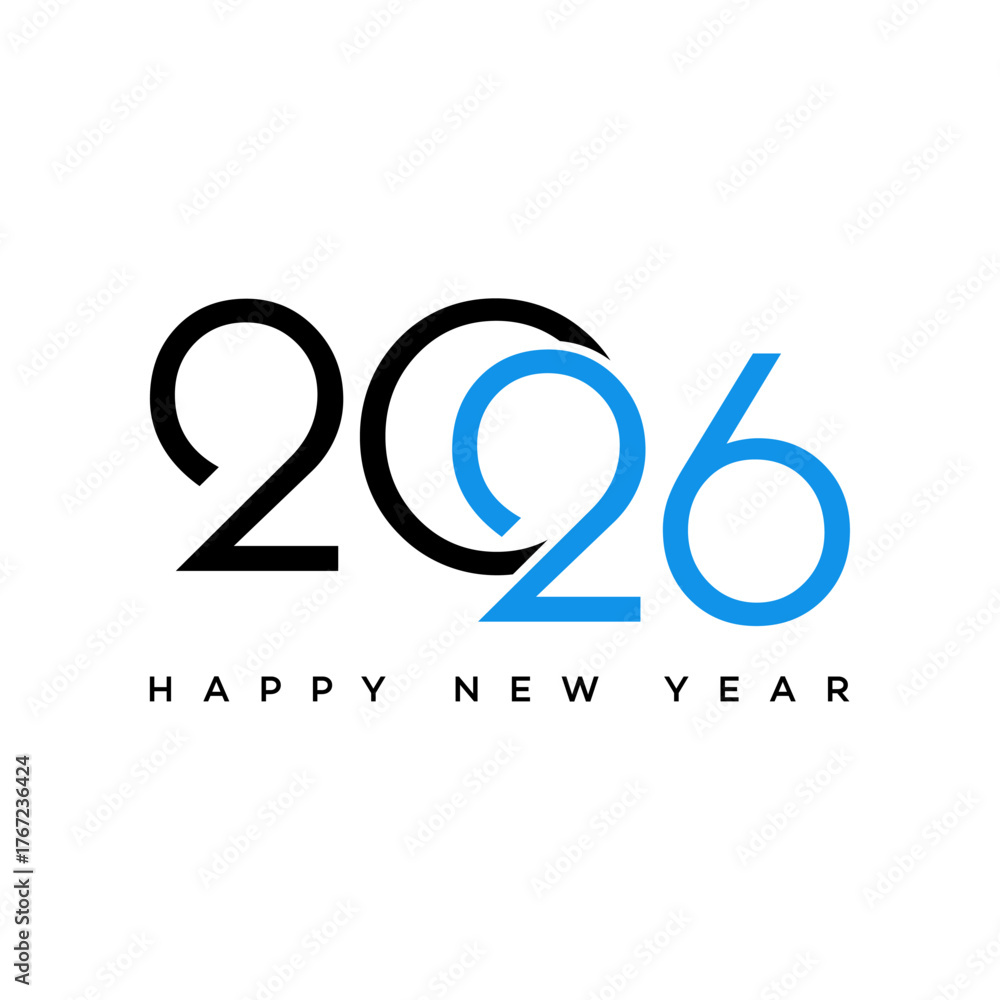 Fototapeta premium 2026 Happy New Year Logo Design