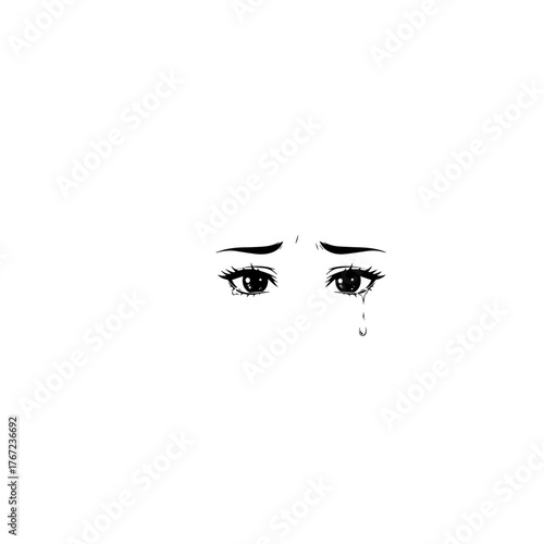 Crying eyes with tears expressing sadness and sorrow.