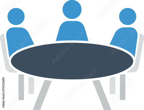 Vector art of business meeting concept showing people sitting around a table