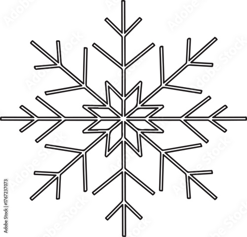 Stylized black and white snowflake outline winter cold