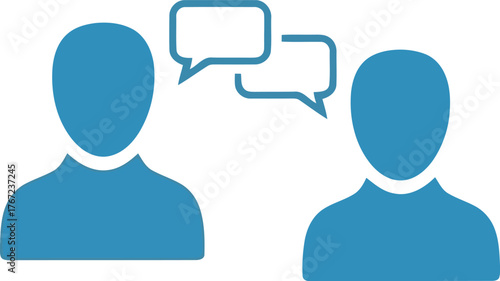 Vector art of two people talking, communication and discussion