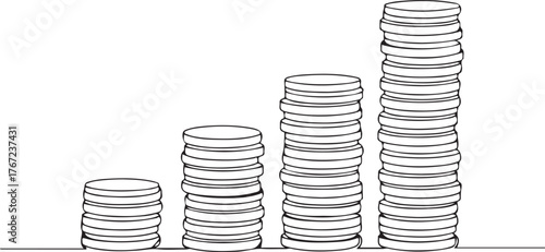 Stacks of Coins Forming a Growth Chart money finance