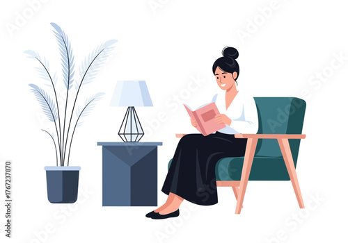 A serene moment of modern comfort as a young man reclines on a bright yellow couch, engrossed in his phone, with his companion cat nearby, symbolizing contemporary leisure and digital connection