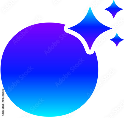 Generative AI Sparkle Period or Dot Icon with Magic Glow for Punctuation