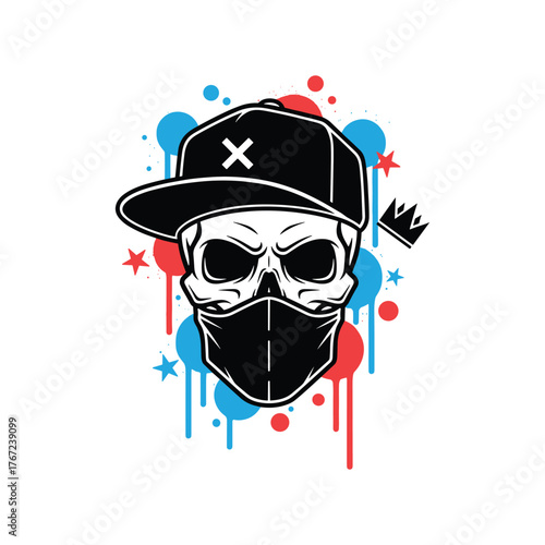 Graffiti Masked Skull Artwork Illustration