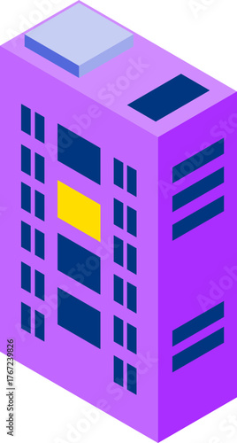 Cityscape Isometric Icon Set – Modern Urban Buildings and Architecture Vector Illustration