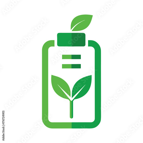 Green clipboard with growing plant and leaves logo growth nature