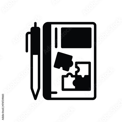 Black solid icon for exercise book