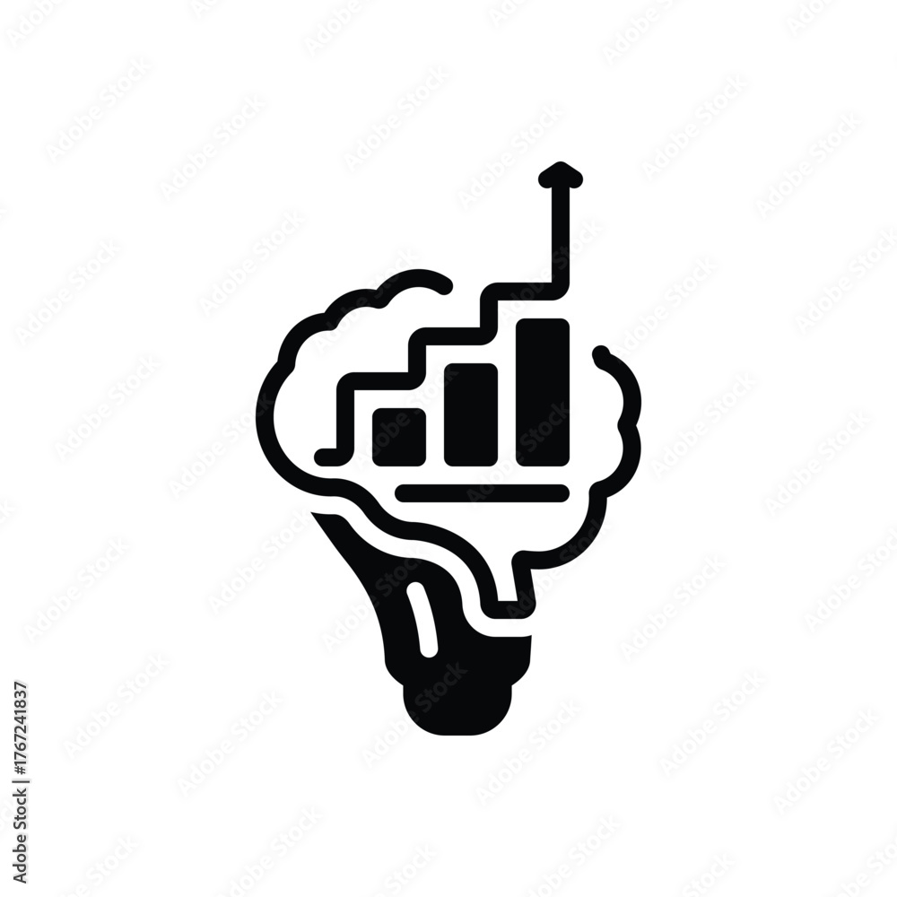 Obraz premium Black solid icon for growth mindset