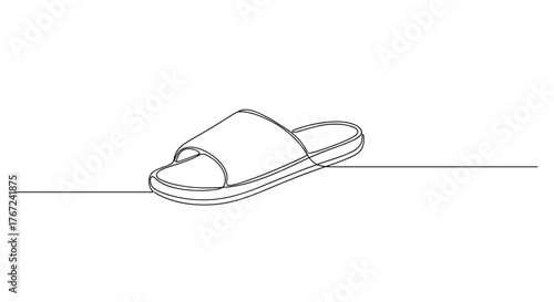 Slippers near porch door in line art style symbolizing comfort