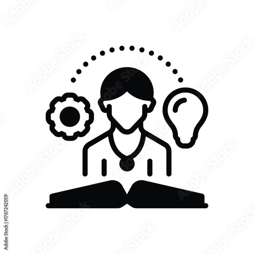 Black solid icon for learning skills