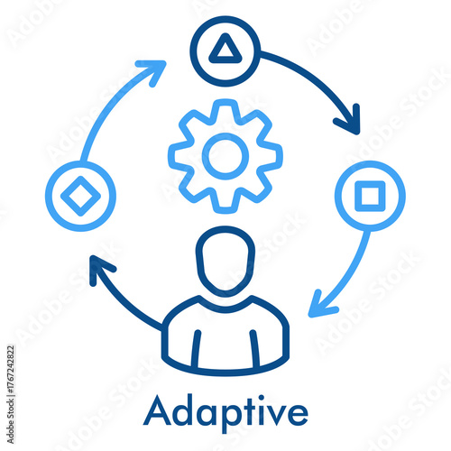 Adaptive Icon in Outline Color Style. Vector Illustration for Business Strategy and Flexibility Concept