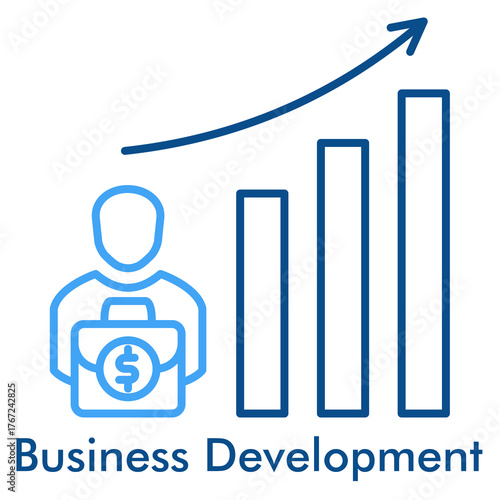 Business Development Icon in Outline Color Style. Vector Illustration for Growth and Marketing Strategy
