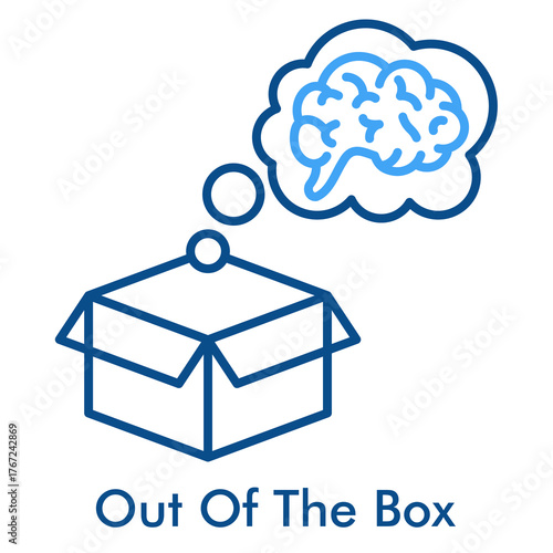 Out of the Box Icon in Outline Color Style. Vector Illustration for Creativity and Innovation Concept