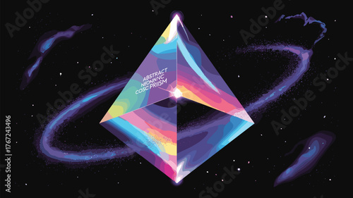 Abstract Neon Prism Cosmic Universe Illustration Geometry
