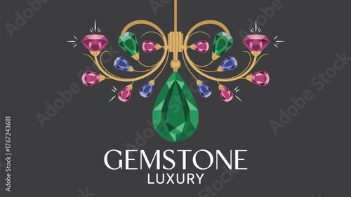 Gemstone Luxury Jewelry Illustration Vector Logo Design