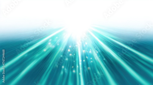 Radiant Light Beams Spread Across a Tranquil Turquoise Background