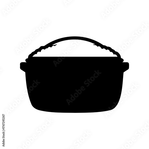 Silhouette of cauldron filled with stew, a classic culinary image