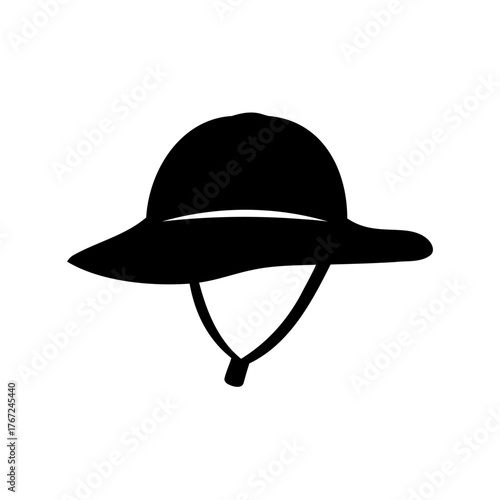 Silhouette image of a pith helmet, essential safari headwear in black