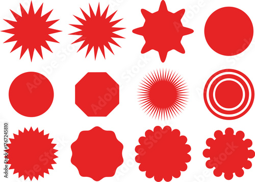 Red Badge and Label Shape Collection

