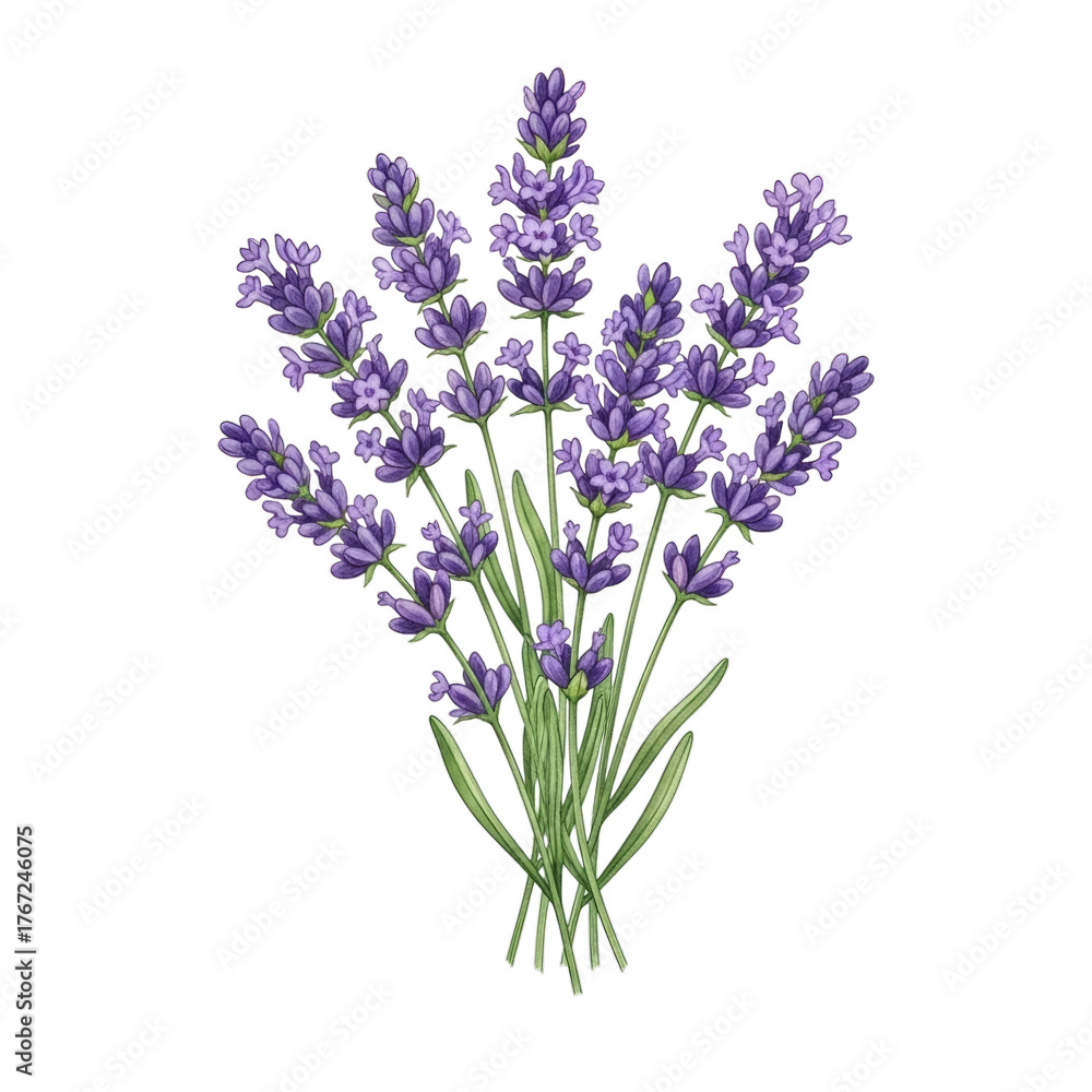 Obraz premium Lavender bouquet illustration isolated on a transparent background