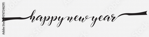 HAPPY NEW YEAR  black vector brush calligraphy banner