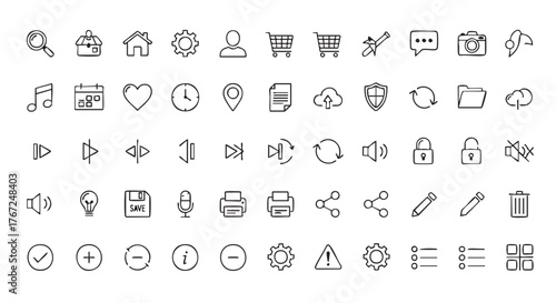 Collection of hand drawn doodle style icons for user interface design