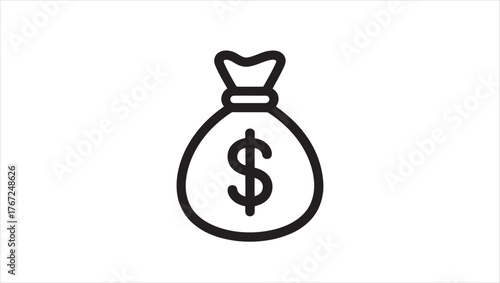 A single stylized money bag icon representing wealth finance and savings perfect for financial applications and business concepts
