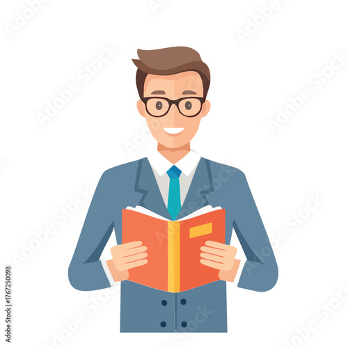 Male student holding a book, symbolizing education, learning, knowledge, and academic success.