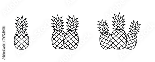 Pineapple Line Art Vector Icon on White Background