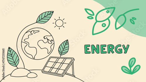 Planet With Green Energy Minimal Eco Poster