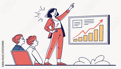 Woman Leading Team Presentation Empowerment At Work