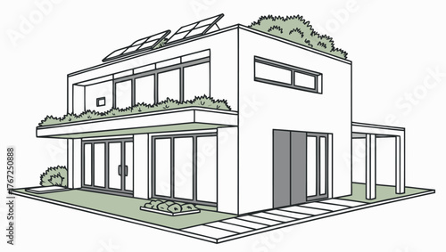 Modern Eco Home With Rooftop Garden And Solar Panels
