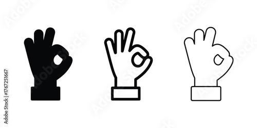 Vector hand gesture ok isolated on white background