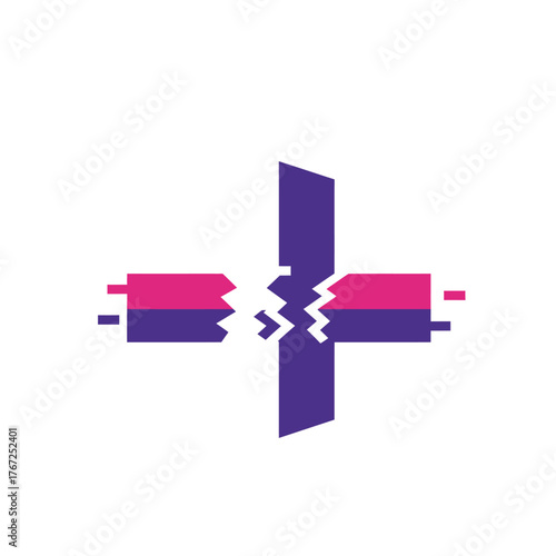 This graphic icon depicts two broken electrical wires forming a cross, symbolizing a critical connection failure, damage, or an urgent need for repair.