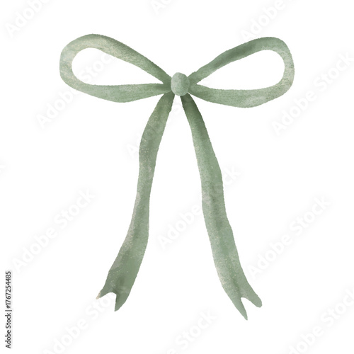 Watercolor Green Ribbon Bow Set