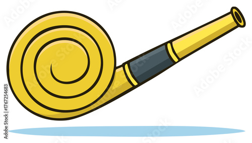 Yellow Party Horn Blower Noisemaker Cartoon Illustration for Celebration