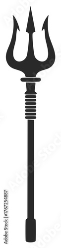 Elegant Trident Illustration Symbolizing Power and Authority, Graphic Isolated on White Background, Trident Spear Vector Icon