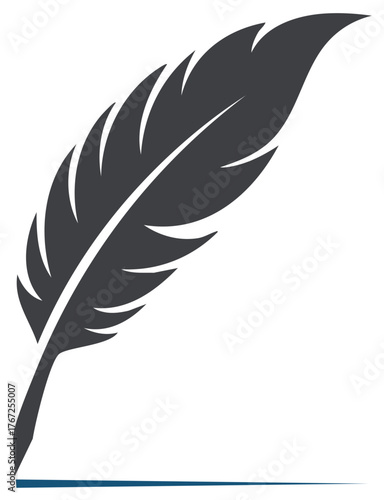 Feather Pen Illustration for Writing, Creative Design, Education, or Historical Purposes on White Background