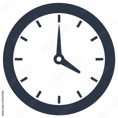 Minimalist Dark Blue Clock Face Showing Approximate Time With Hour and Minute Hands