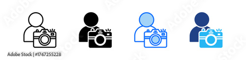 Photographer Icon Set Multiple Style Collection