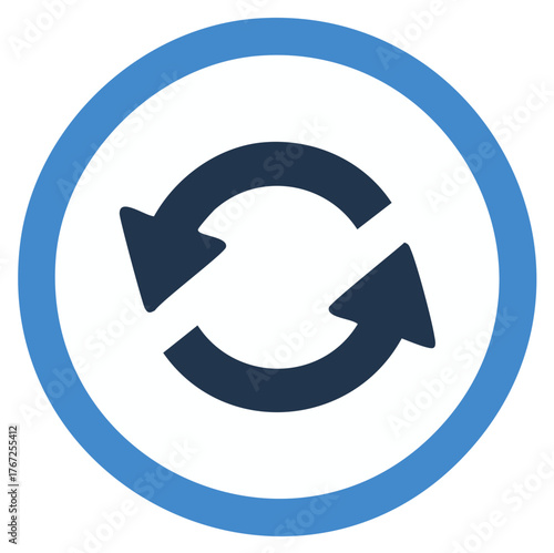 Rotating Arrows Symbol Blue and White Icon Design Circular Motion Sign Exchange Process Diagram Refresh Round Arrows