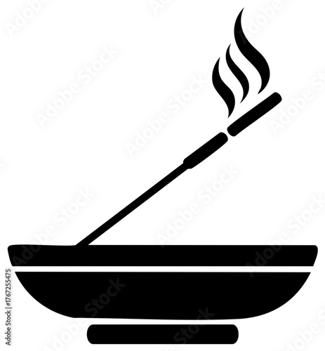 black incense burning in bowl clip art preview