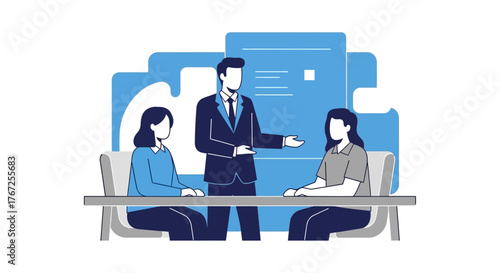 Office Conference with Professional Team Planning New Project