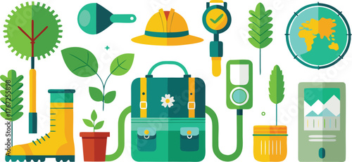 Embark on exciting outdoor adventures with this vibrant collection of camping and exploration gear, perfect for nature lovers and aspiring explorers.