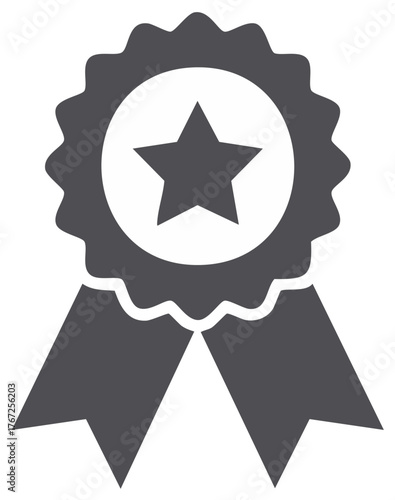Award ribbon icon with star in center representing quality achievement and best choice