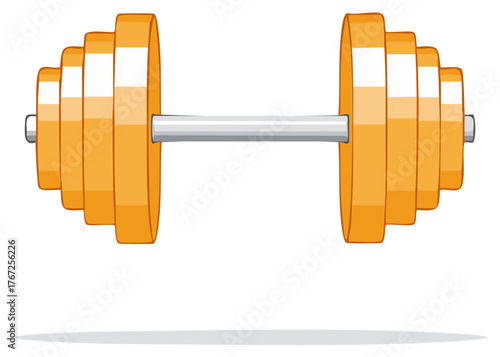 Orange dumbbell exercise weight lifting equipment for fitness training and strength sport