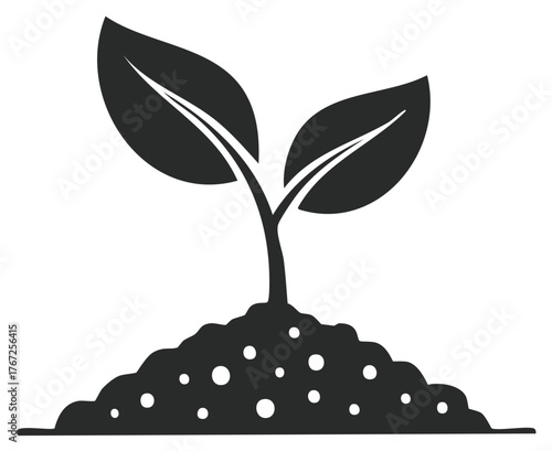 Young Plant Sprout Growing From Soil with Leaves Icon
