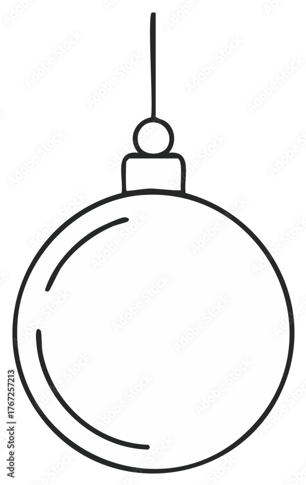 Obraz premium Minimalist Hand Drawn Christmas Bauble Outline Icon Simple Holiday Decoration Vector